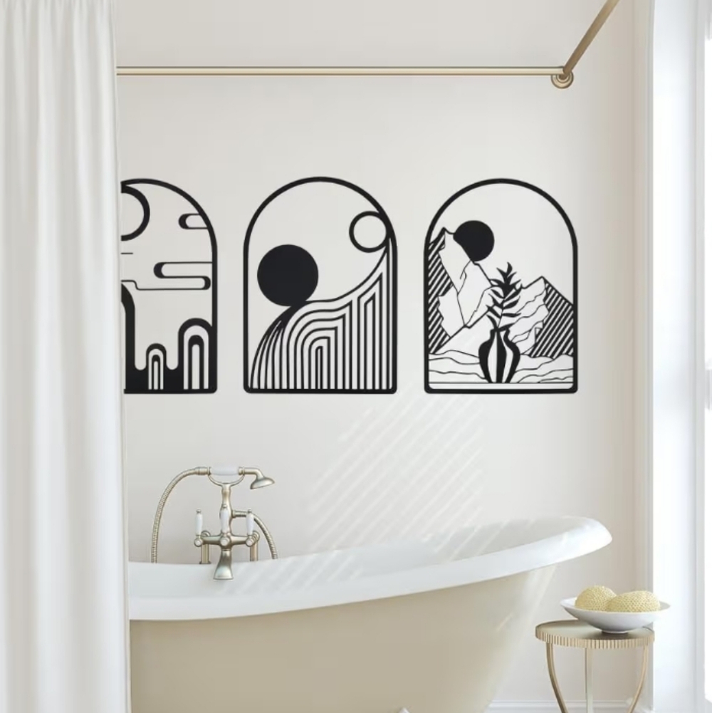 3 Piece Black Metal Wall Decor 12" By 17"
